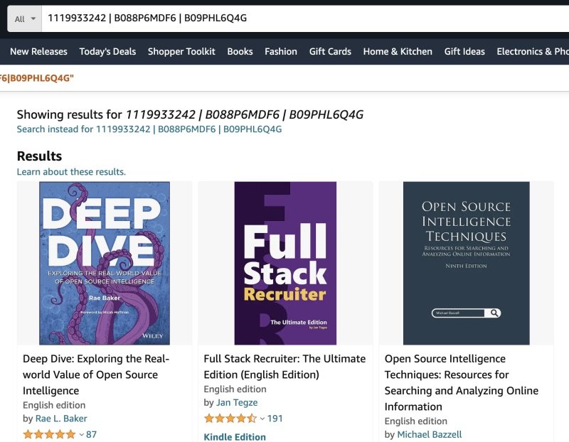 Searching with boolean operators in Amazon