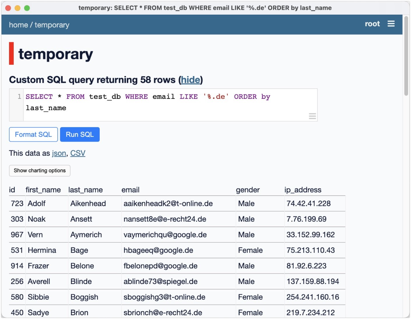 Querying data with SQL statements