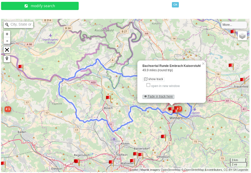 Screenshot of a map in GPSies
