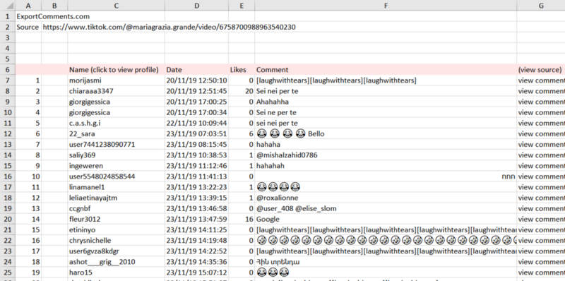 Exporting comments straight to Excel