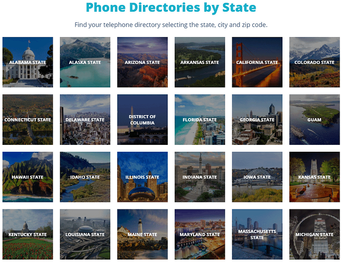 Phone Directories by State, image taken from the blog by AccessOSINT