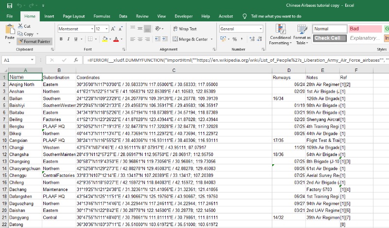 Filling a spreadsheet with coordinates - by Tom Jarvis