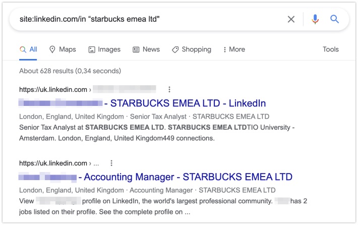 Indirectly searching for people on LinkedIn