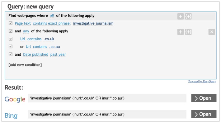 Interactively building search queries