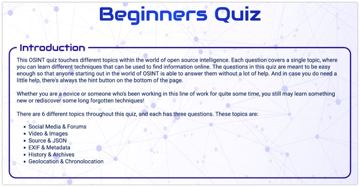 The 2020 OSINT beginners quiz