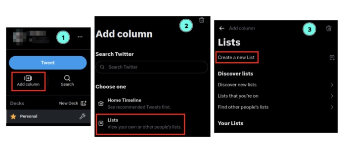 Step-by-step tutorial on how to fill Tweetdeck