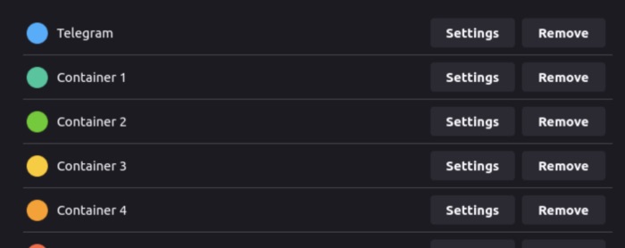 The containers within Ginger T's VM