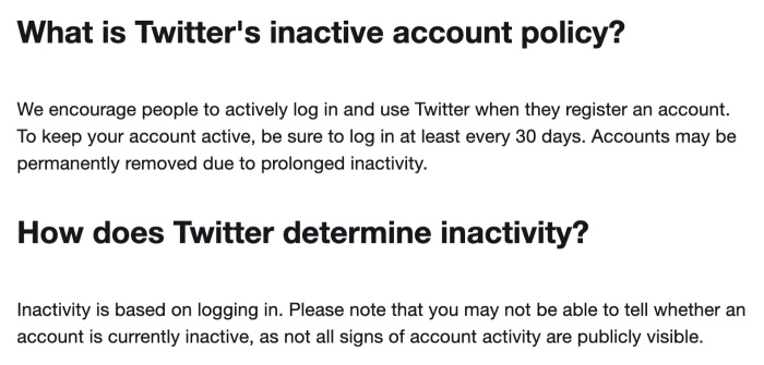 Twitter's new policy on inactive accounts
