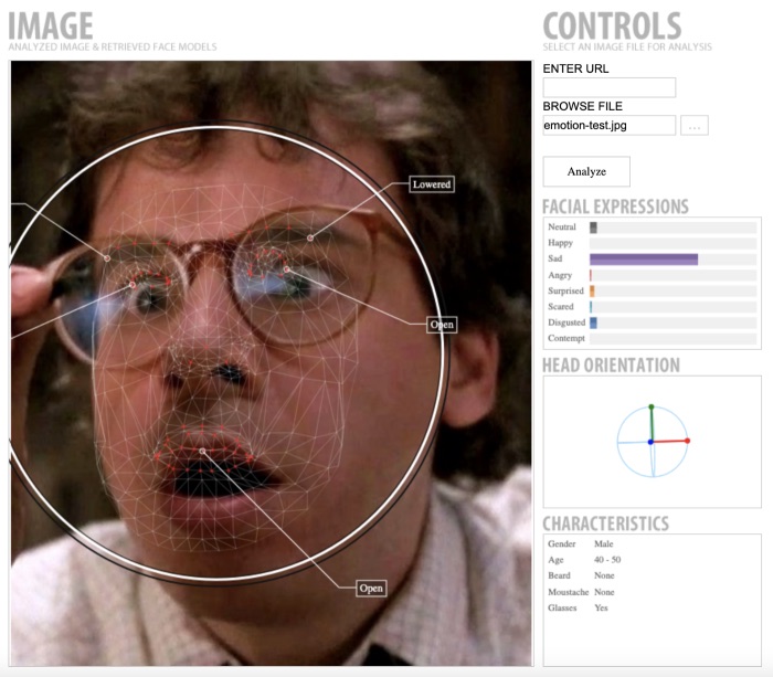 The surprised face of Rick Moranis, detected as 'sad'
