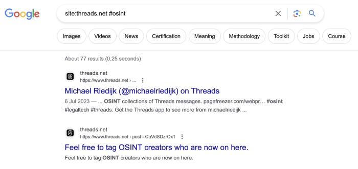 Searching for Threads with Google