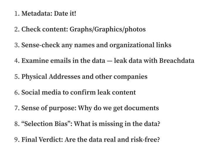 Ben's checklist on leaked information
